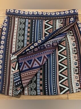 En Crème Boho Striped Aztec Mini Skirt multicolore small